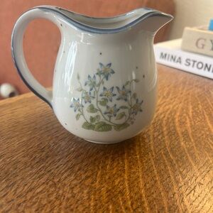 Vintage Japanese Floral Stoneware Creamer/Small Pitcher 3 1/2”